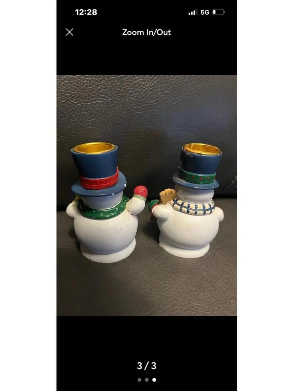 Christmas Pair of Snowman Candle Stick Holders Carlton Cards